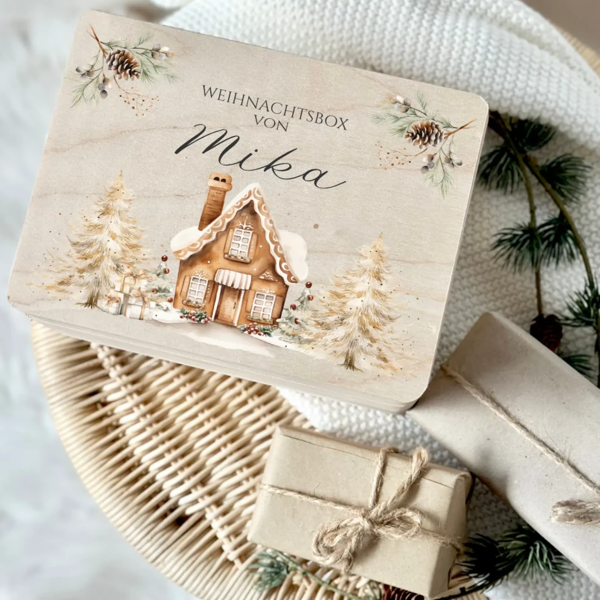 Heiligabend Box Personalisiert Holzbox Personalisiert Weihnachten Geschenk Frohe Weihnachten für Kinder Familie Frauen Freundin Holzkiste