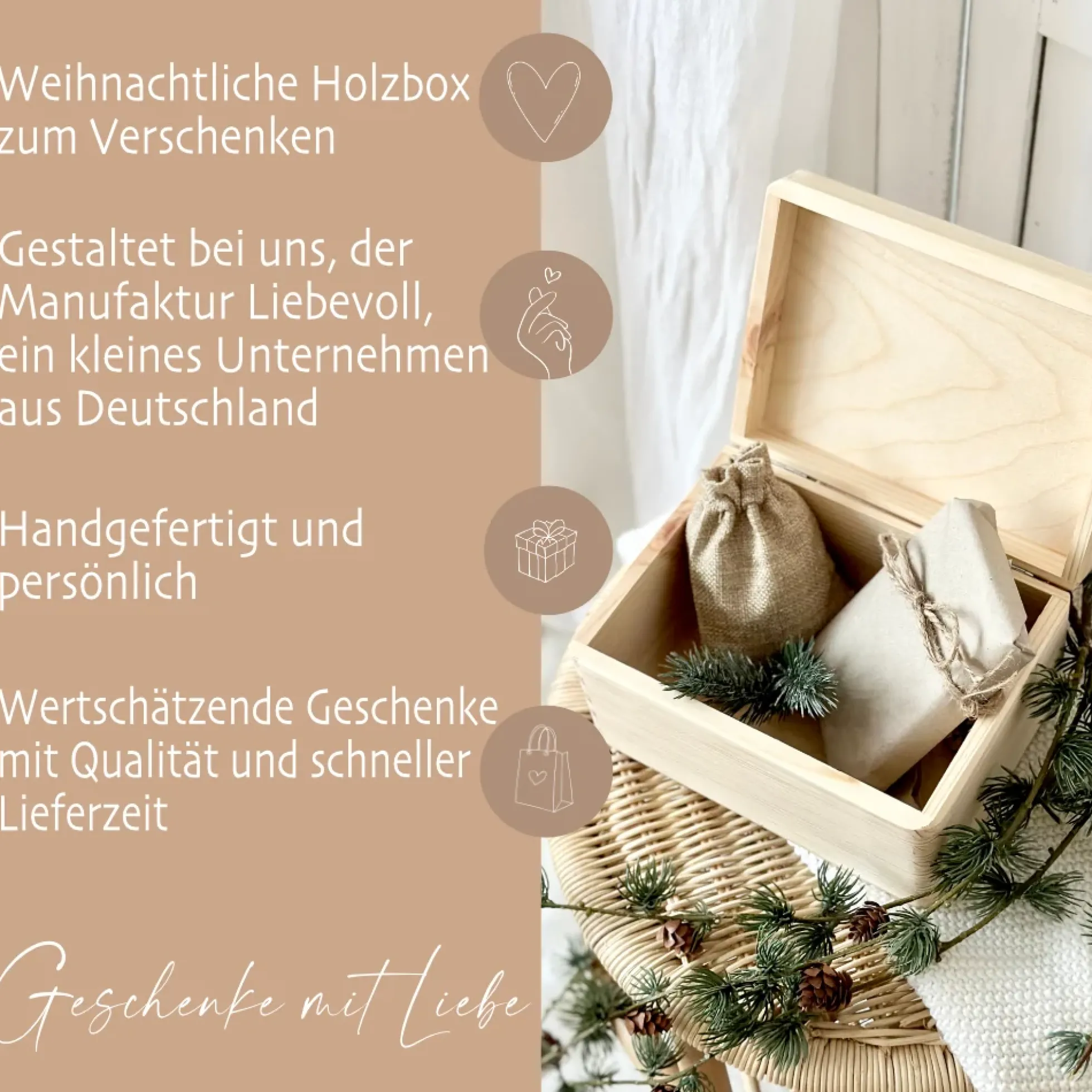 Heiligabend Box Personalisiert Holzbox Personalisiert Weihnachten Geschenk Frohe Weihnachten für Kinder Familie Frauen Freundin Holzkiste