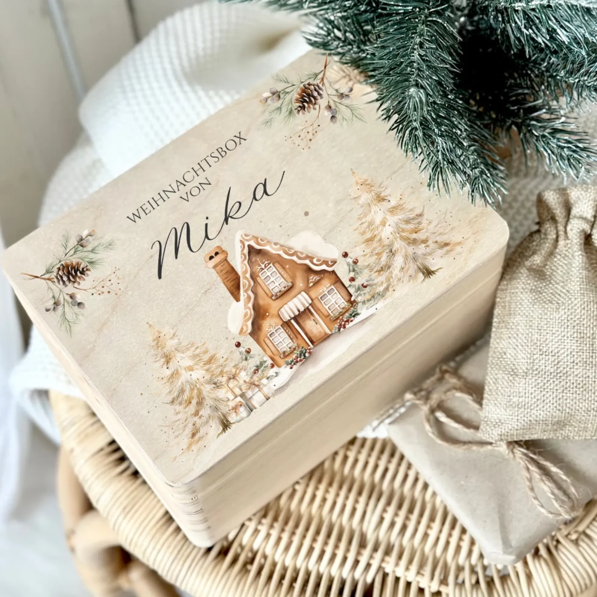 Heiligabend Box Personalisiert Holzbox Personalisiert Weihnachten Geschenk Frohe Weihnachten für Kinder Familie Frauen Freundin Holzkiste