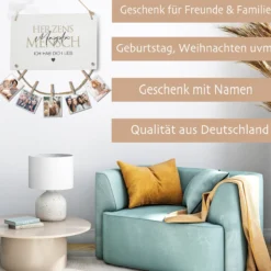 Herzensmensch Wunschtext Personalisiertes Fotogeschenk mit Namen für Frauen & Männer Geburtstag Geburtstagsgeschenk