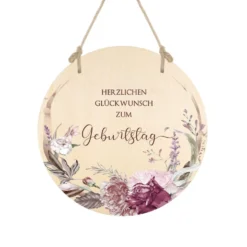 Herzlichen Glückwunsch zum Geburtstag Holzschild mit schönem Schriftzug | Kreative Geburtstagsdekoration | Ideal als Geldgeschenk | 3 Motivvarianten zur Auswahl