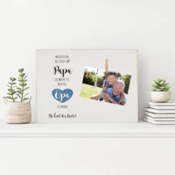 Holzbild zum Anbringen eines Fotos | Fotogeschenk mit Spruch "Noch besser als dich zum Papa zu haben ist, dich als Opa zu haben. Du bist der Beste!" | Tolles Geschenk für Großväter