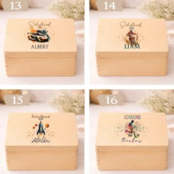 Holzkiste Schulkind 2026 Geschenk I Personalisierte Erinnerungsbox mit Namen viele Motive I Mädchen Einschulung Junge Geschenk Schulstart