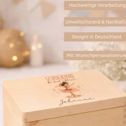 Holzkiste Schulkind 2026 Geschenk I Personalisierte Erinnerungsbox mit Namen viele Motive I Mädchen Einschulung Junge Geschenk Schulstart