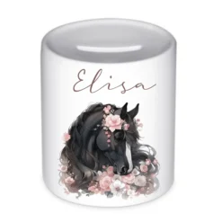 Keramik Spardose "Pony" mit Namen für Mädchen | Geschenk für Kinder | Personalisiertes Geldgeschenk I Geschenkidee zum Geburtstag | 10 Motive zur Auswahl