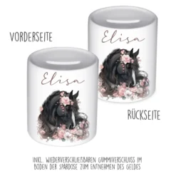 Keramik Spardose "Pony" mit Namen für Mädchen | Geschenk für Kinder | Personalisiertes Geldgeschenk I Geschenkidee zum Geburtstag | 10 Motive zur Auswahl