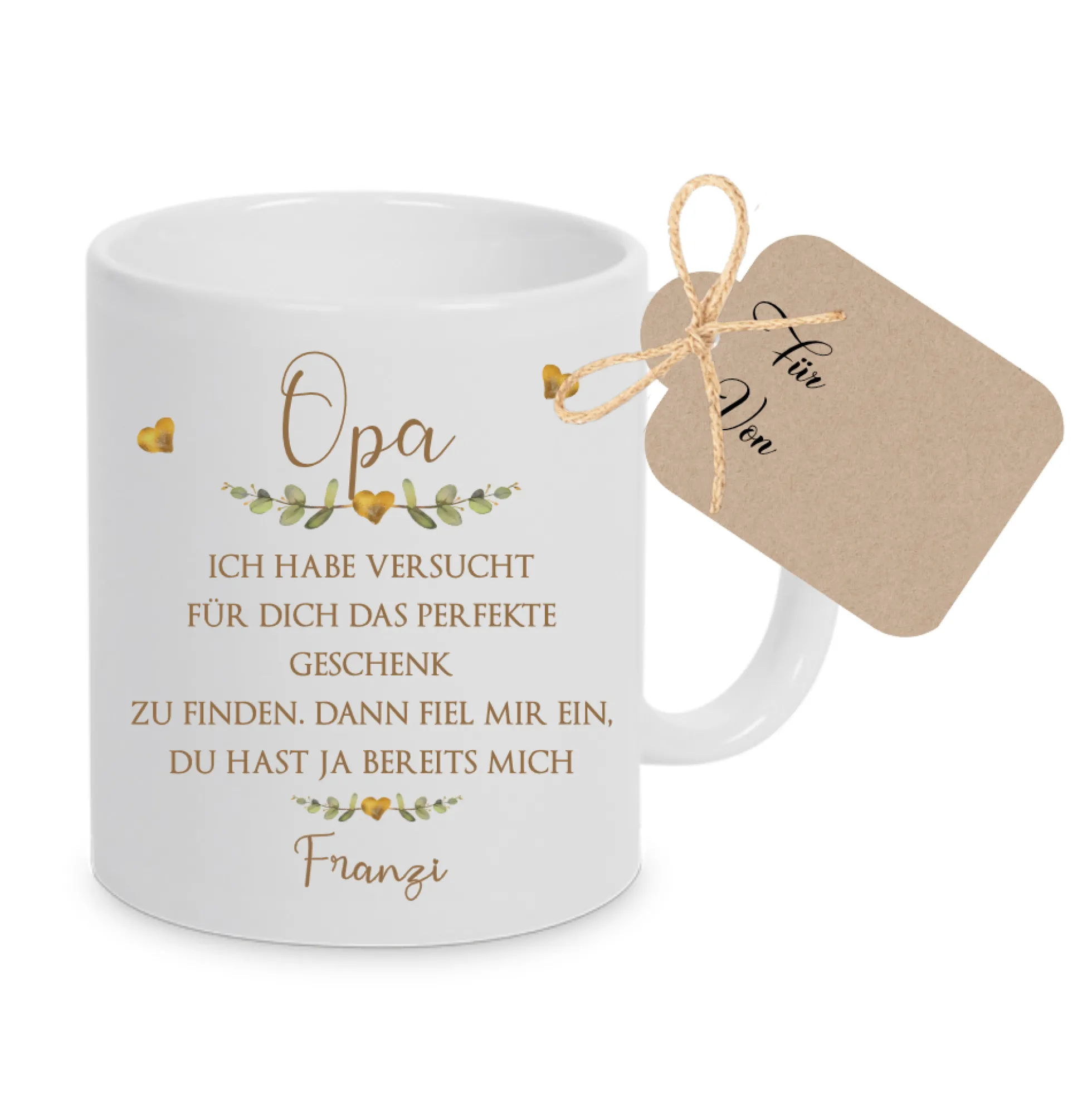 Keramiktasse - Mama - Oma - Papa - Opa mit Spruch und Namen der Kinder | Personalisierte Kaffee- Teetasse | 8 Varianten zur Auswahl