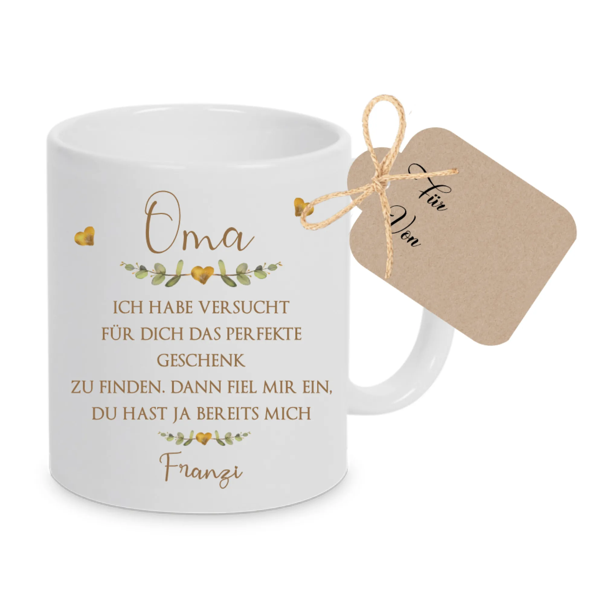 Keramiktasse - Mama - Oma - Papa - Opa mit Spruch und Namen der Kinder | Personalisierte Kaffee- Teetasse | 8 Varianten zur Auswahl