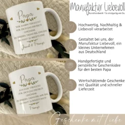 Keramiktasse - Mama - Oma - Papa - Opa mit Spruch und Namen der Kinder | Personalisierte Kaffee- Teetasse | 8 Varianten zur Auswahl