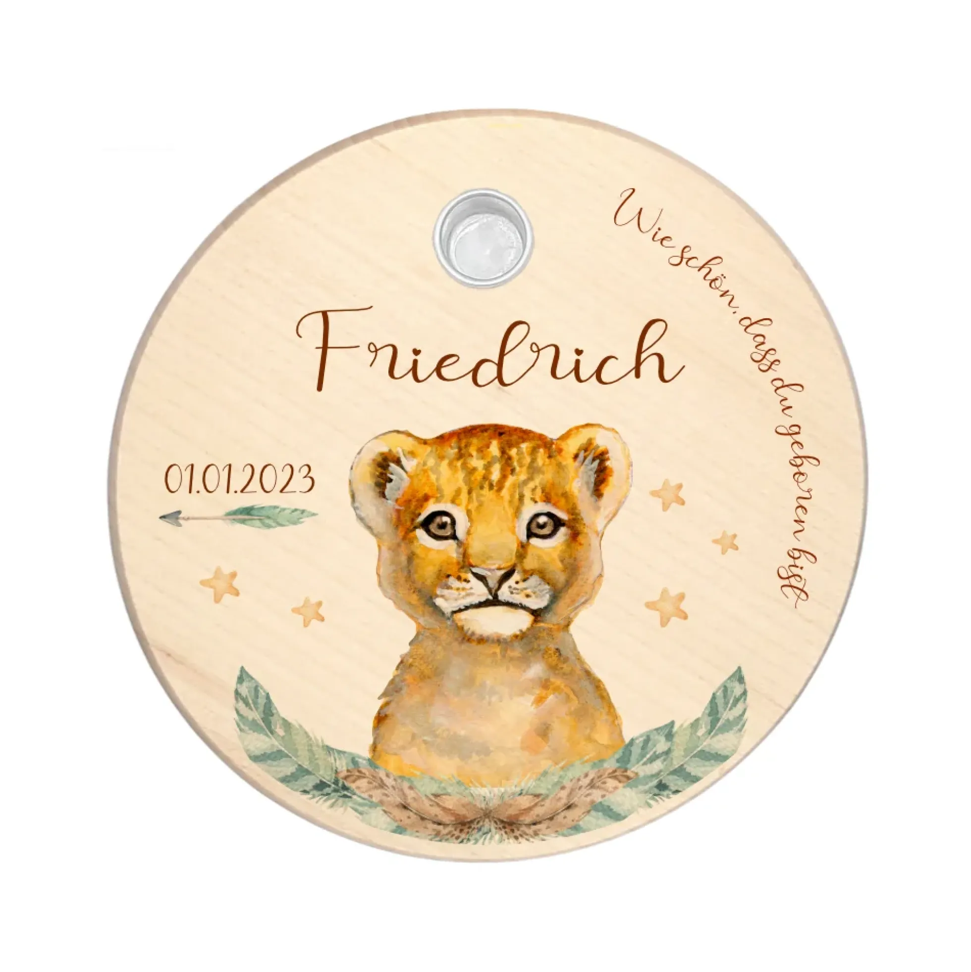 Kerzenteller "Fuchs" für Kinder | Personalisierter Geburtstagsteller aus Holz für Mädchen und Jungen + Kerze | Geschenkidee zur Geburt, Taufe, Kindergeburtstag | weitere Motive zur Auswahl