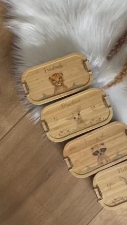 Kinder Brotdose Bär mit Namen | Lunchbox mit Tiermotiv für Jungen und Mädchen | Kindergarten und Schule | Personalisiertes Geburtstagsgeschenk