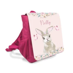 Kinderrucksack Häschen | Personalisierter rosa Kindergartenrucksack für Mädchen | Nachhaltiges Geschenk für Kindergartenkinder von 2-6 Jahre