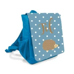 Kinderrucksack in Blau mit Namen und Igel als Motiv | Schönes Geschenk für Kindergartenkinder | Personalisierter Rucksack für Jungen