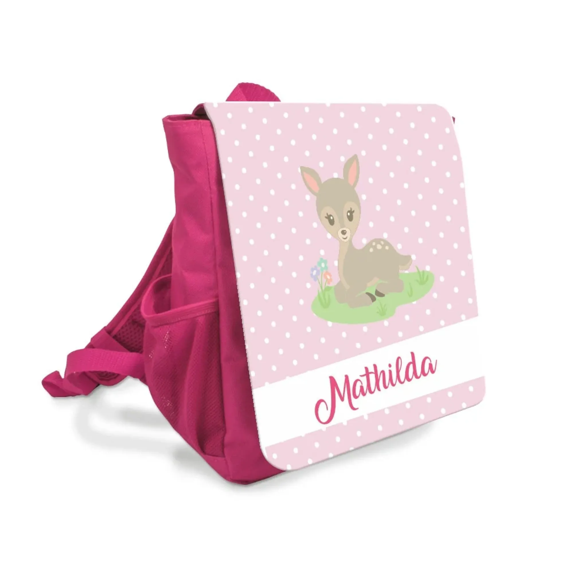 Kinderrucksack mit einem Rehkitz | Personalisierter Rucksack für Mädchen | Nachhaltiges Geschenk für Kinder von 2-5 Jahre