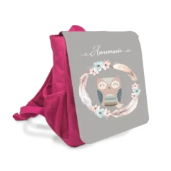 Kinderrucksack mit Namen und Eule | Rucksack für Mädchen in Pink | Besondere Geschenkidee für den Kindergarten