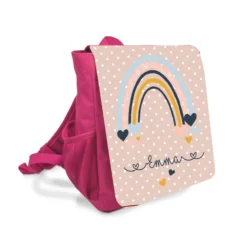 Kinderrucksack mit Regenbogen für Mädchen u. Jungen | Personalisierter Rucksack mit Namen des Kindes | 2 Farbvarianten zur Auswahl