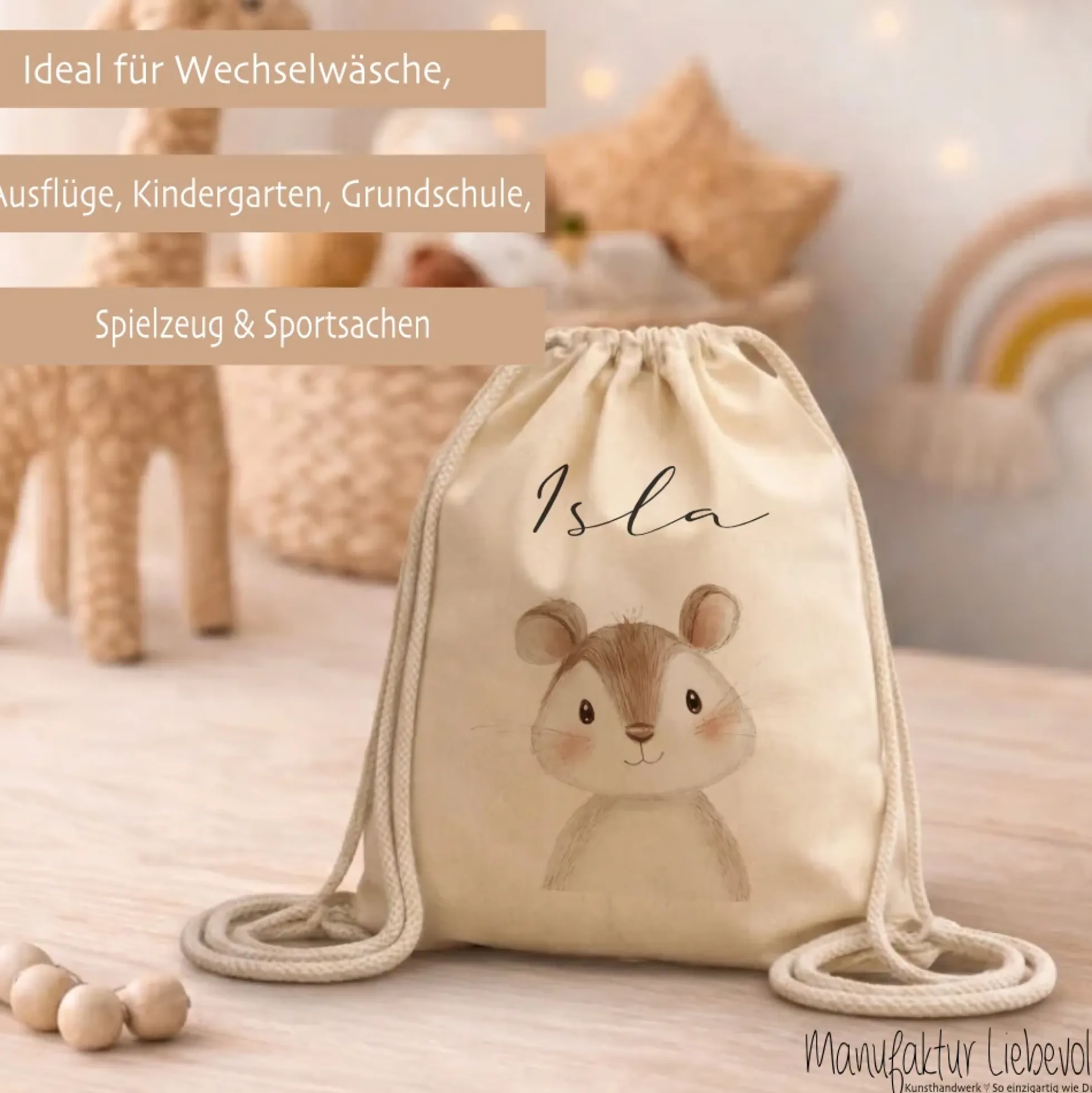 Kinder-Rucksack & Turnbeutel im Boho-Stil – Personalisiert für Kindergarten & Kita, Kinderbeutel