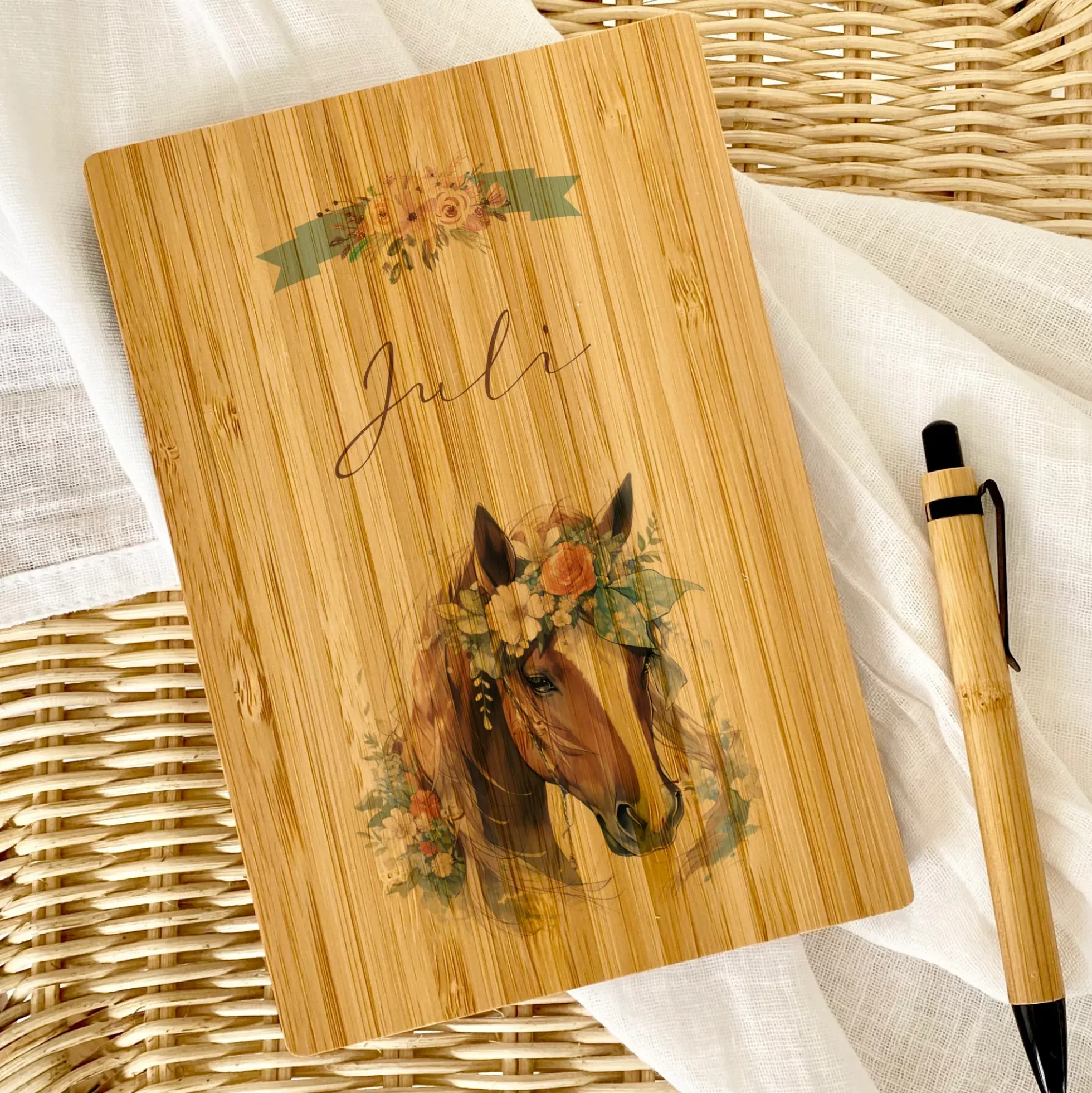 Kinder Tagebuch Pony mit Namen | personalisiertes Notizbuch Schreibheft Pferd für Mädchen als besonderes Geschenk Geburtstag | 7 Motivvarianten zur Auswahl
