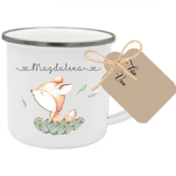 Kindertasse "Fuchs" personalisiert mit dem Namen des Kindes | 4 Motivvarianten für Mädchen und Jungen zur Auswahl