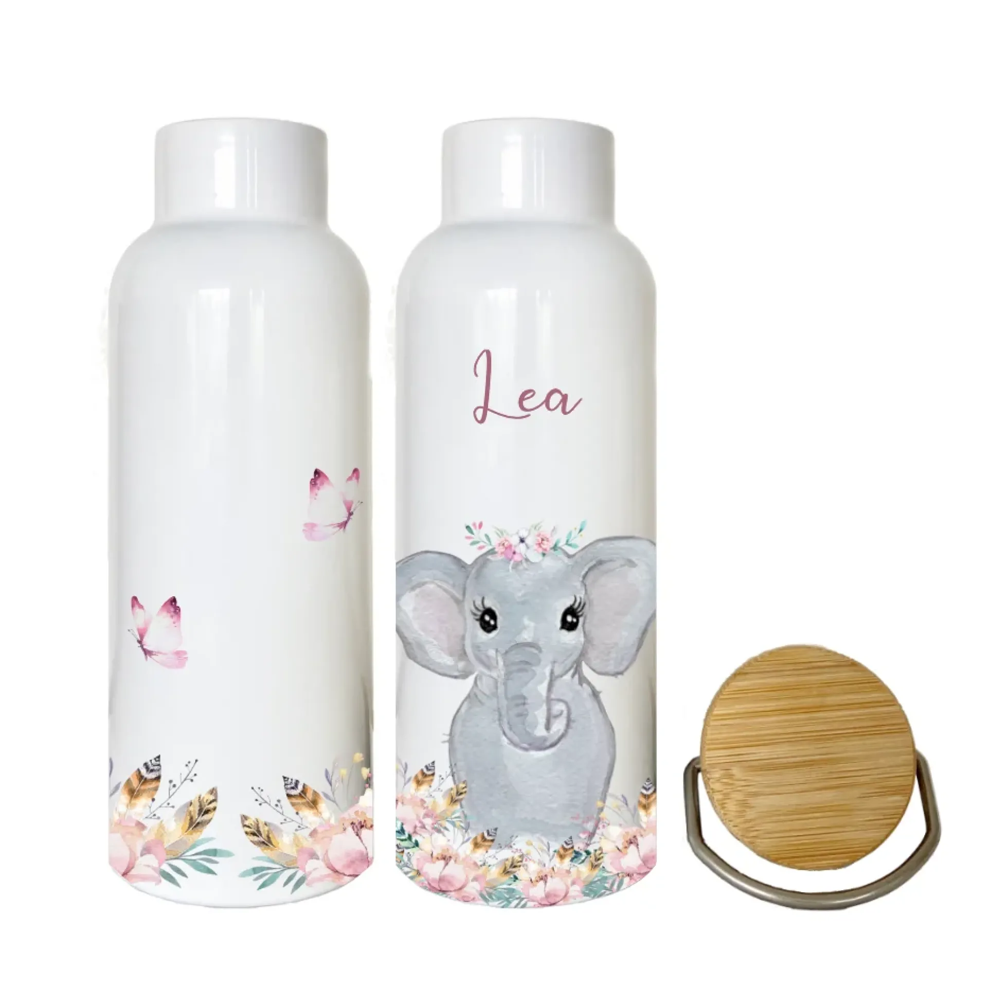 Kindertrinkflasche "Hase Blumen" mit Namen für Kinder personalisiert | Trinkflasche für Mädchen mit Häschen | Thermosflasche aus Edelstahl | 500ml | 11 Motivvarianten zur Auswahl