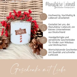 Kinder Weihnachtstasse "Dino" | Tasse mit Namen personalisiert | Kinderbecher aus Emaille mit Weihnachtsmotiv | Weihnachtsgeschenk Nikolaus für Mädchen Jungen | 7 Produktvarianten zur Auswahl