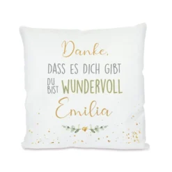Kissen "Danke, dass es dich gibt. Du bist wundervoll." | Personalisiertes Geschenk mit Namen | Persönliche Geschenkidee für Frauen, die Freundin und Herzensmenschen