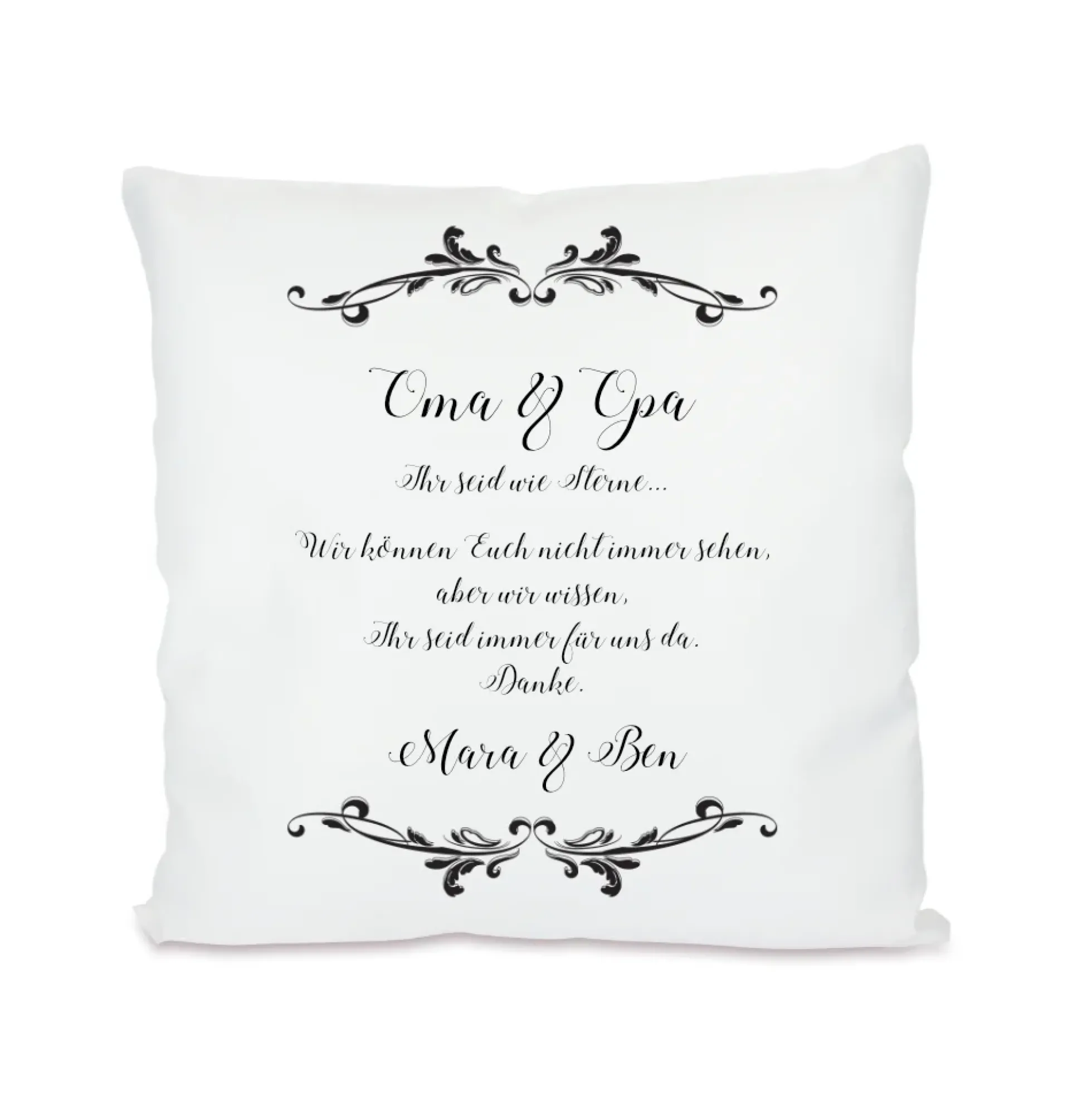 Kissen für die Großeltern "Ihr seid wie Sterne" | Personalisiertes Geschenk für Oma u. Opa | Kissengeschenk mit Spruch und Namen der Enkel