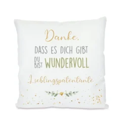 Kissen für die Lieblingspatentante | Besonderes Geschenk für die Patentante | Tolle Aufmerksamkeit | 8 Motivvarianten zur Auswahl
