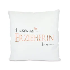 Kissen "Lieblingserzieherin" für die Erzieherin | Personalisiert mit dem Namen | Schönes Geschenk u. perfekte Geschenkidee als Dankeschön und zum Abschied | 3 Produktvarianten zur Auswahl