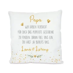 Kissen mit Spruch "Papa, wir haben versucht..." | Personalisiertes Geschenk für Väter mit Namen | 4 Motivvarianten zur Auswahl