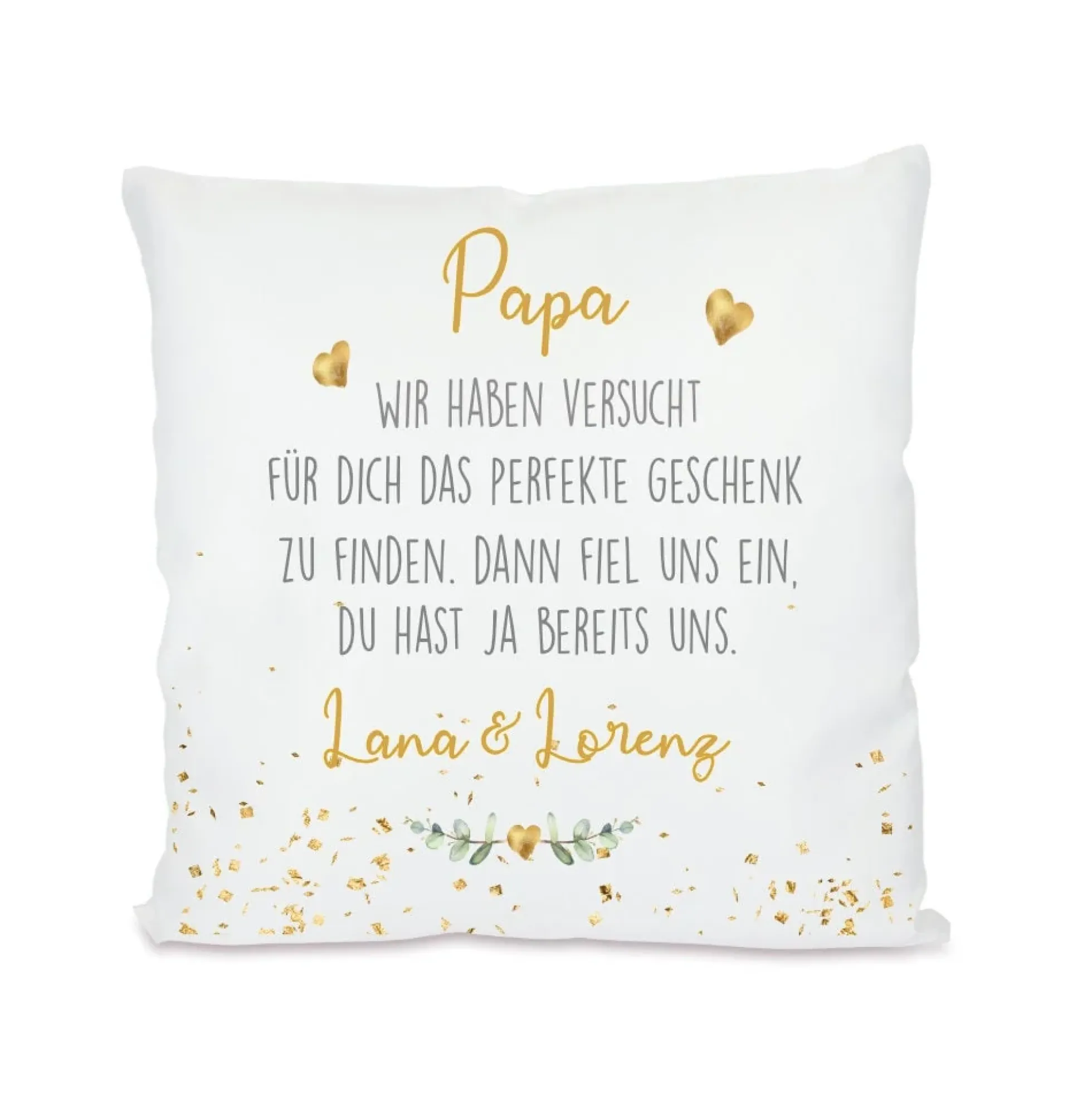 Kissen mit Spruch "Papa, wir haben versucht..." | Personalisiertes Geschenk für Väter mit Namen | 4 Motivvarianten zur Auswahl