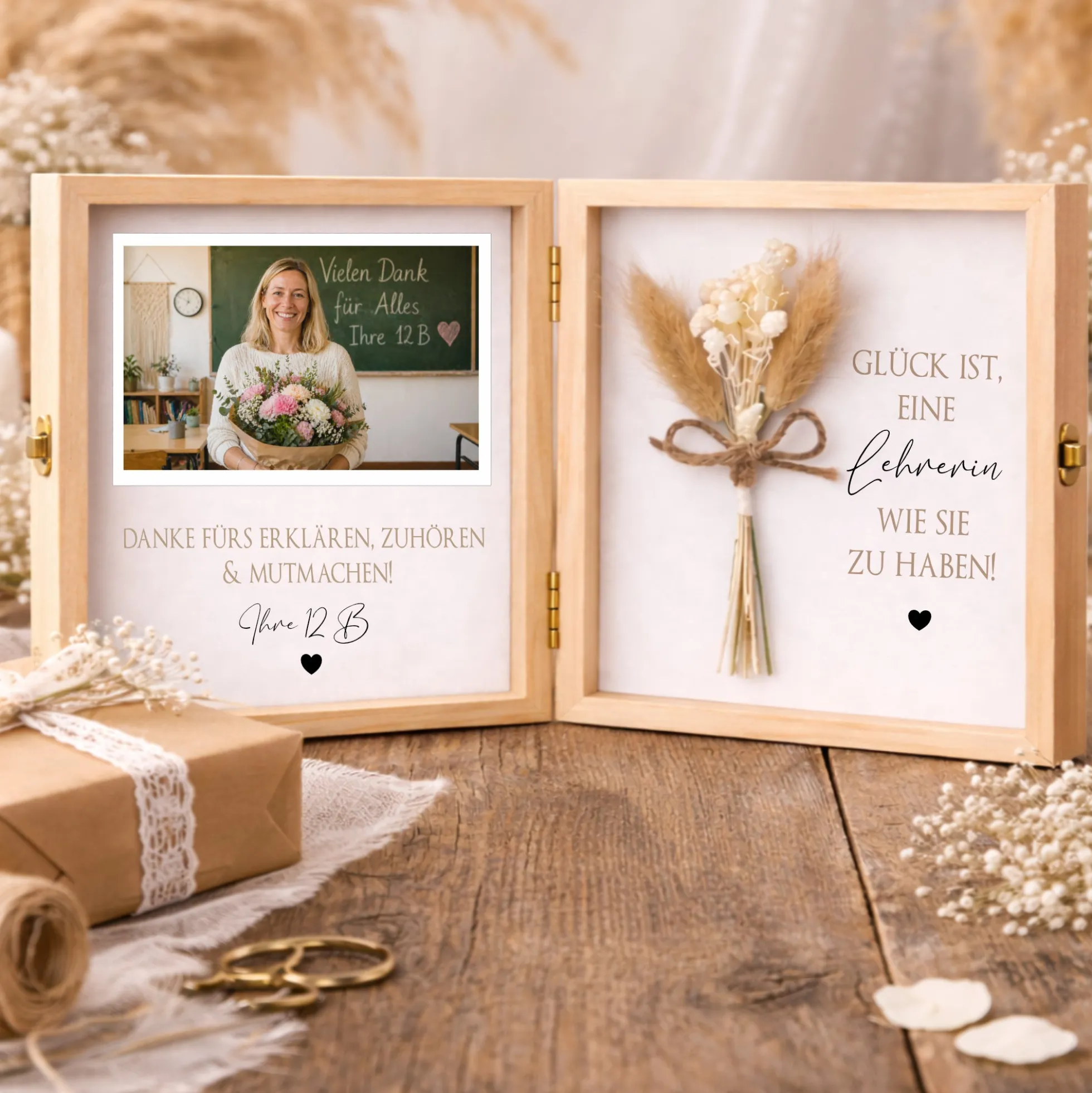 Lehrerin Geschenk personalisiert | Lehrer Abschiedsgeschenk Schule | Danke Geschenk Lehrerin Holzbox mit Namen Dankeschön Klassengeschenk