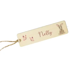 Lesezeichen "Hase" aus Holz mit dem Namen personalisiert | Personalisierte Geschenkidee für Kinder | weitere Motive zur Auswahl