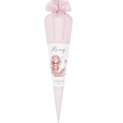 Meerjungfrau Schultüte für Mädchen rosa Zuckertüte mit Namen Einschulungstüte Einschulung Datum Füllkissen 70 cm I Optional mit Füllkissen und Spitzenschutz