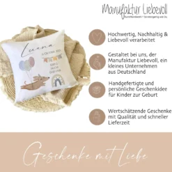 Namenskissen für Babys mit Geburtsdaten, Motiv: Hund