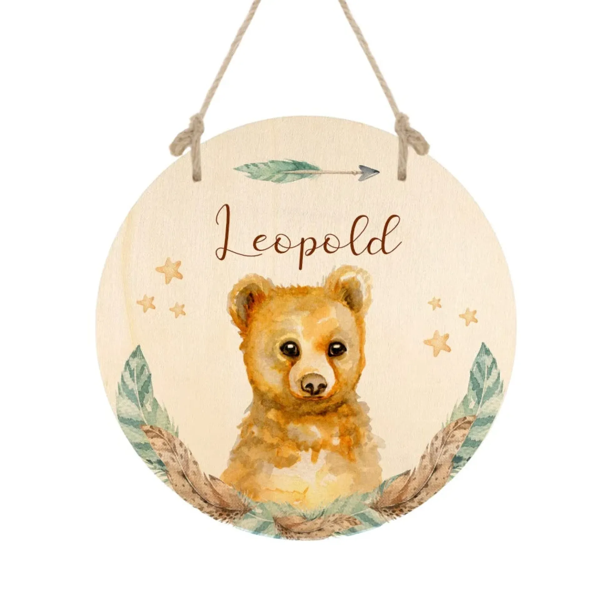 Namensschild "Bär" für das Kinderzimmer | Personalisiertes Türschild für Mädchen u. Jungen | 11 weitere Motivvarianten als Geschenk zur Auswahl