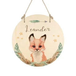 Namensschild "Fuchs" für das Kinderzimmer | Personalisiertes Türschild für Mädchen u. Jungen | 11 weitere Motivvarianten als Geschenk zur Auswahl