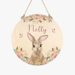 Namensschild "Hase" für das Kinderzimmer | Personalisiertes Türschild für Mädchen u. Jungen | 11 weitere Motivvarianten als Geschenk zur Auswahl
