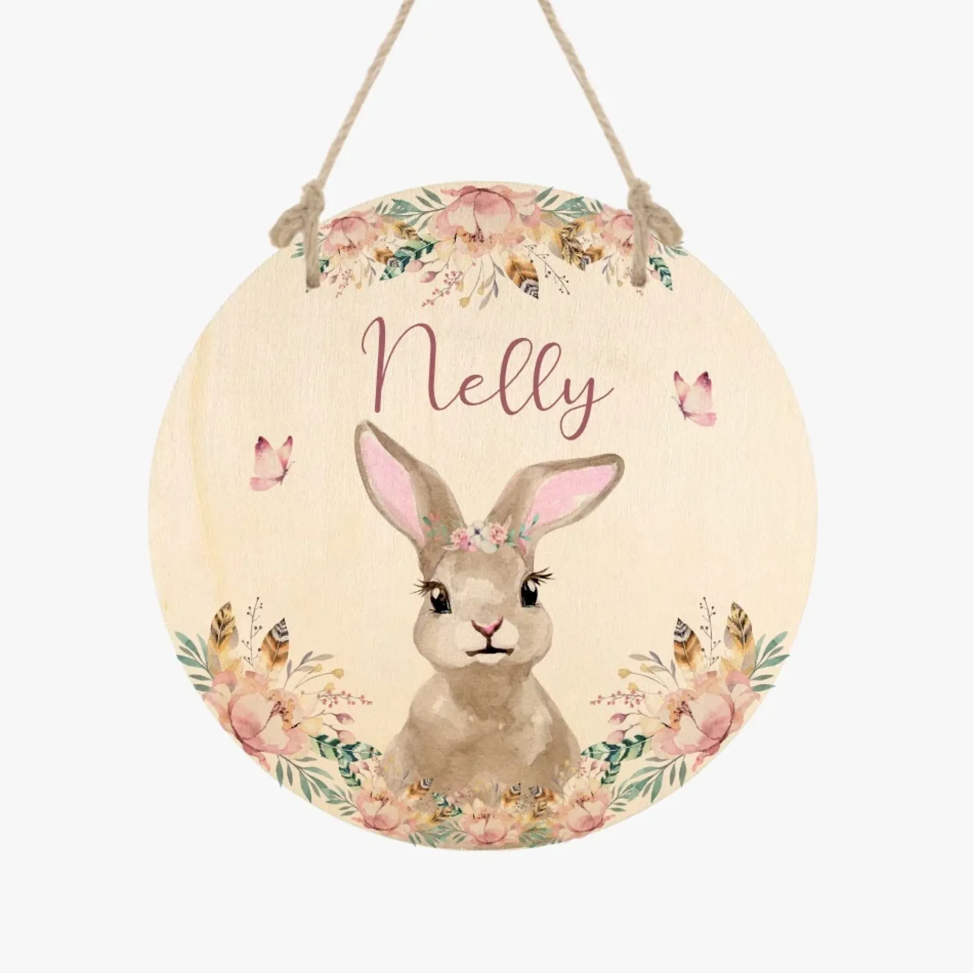 Namensschild "Hase" für das Kinderzimmer | Personalisiertes Türschild für Mädchen u. Jungen | 11 weitere Motivvarianten als Geschenk zur Auswahl