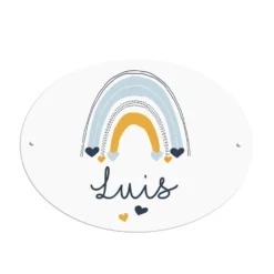 Namensschild "Regenbogen" für die Kinderzimmertür | Schild für Jungen u. Mädchen | Personalisiert mit dem Namen des Kindes | 2 Farbvarianten zur Auswahl