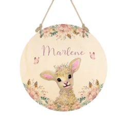 Namensschild "Schaf" für das Kinderzimmer | Personalisiertes Türschild für Mädchen u. Jungen | 11 weitere Motivvarianten als Geschenk zur Auswahl