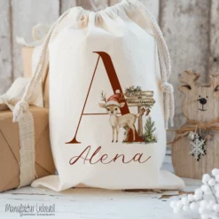 Nikolaus Geschenkbeutel Name Buchstabe personalisiert Weihnachtssack Weihnachten Geschenk Kinder mit Name I 9 Varianten & 3 Größen