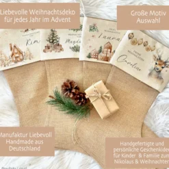 Nikolausstiefel personalisiert Vintage Nikolausstrumpf Erwachsene Weihnachtsstrumpf Name Weihnachtsstiefel Weihnachtsgeschenk