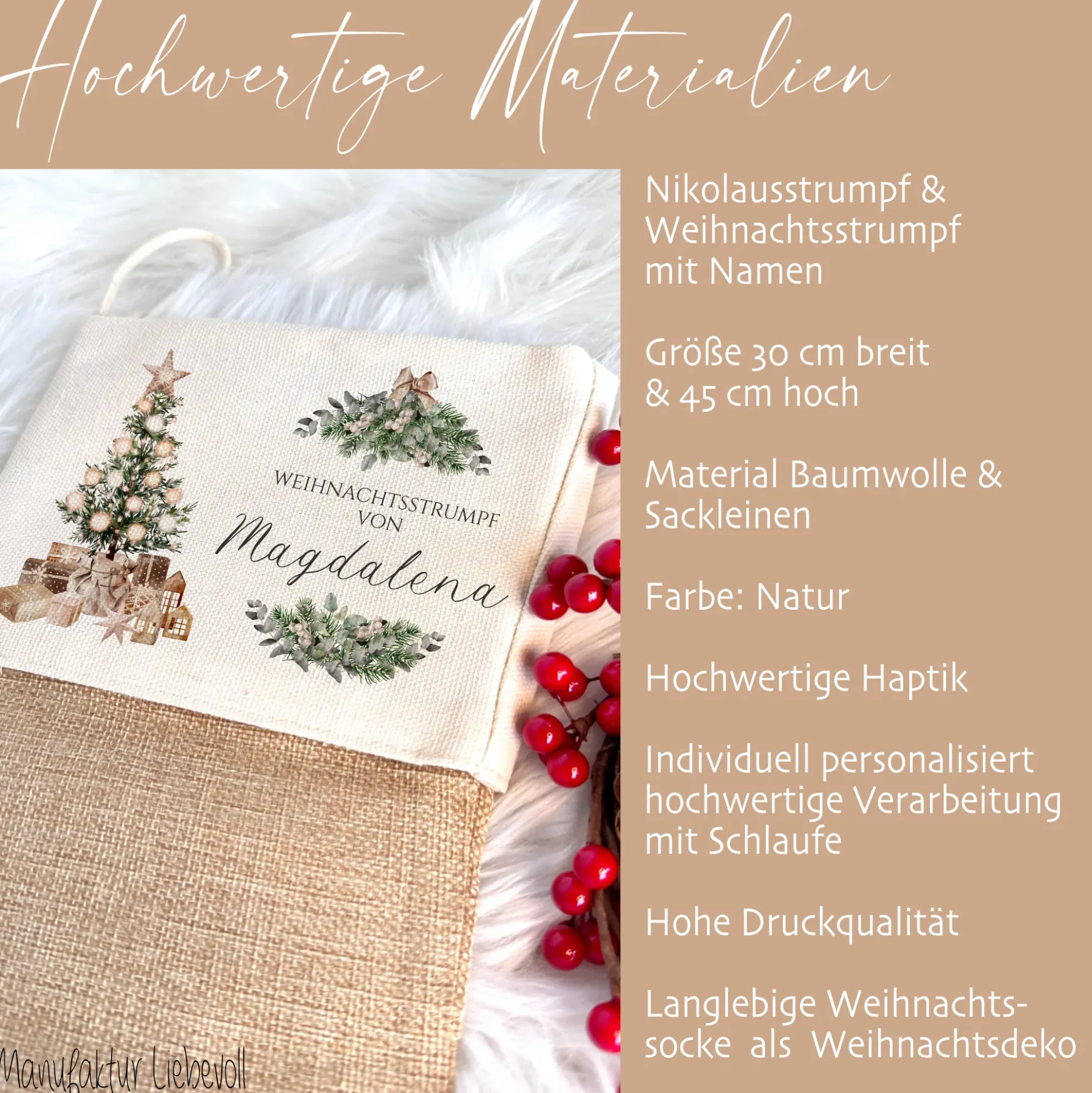 Nikolausstiefel personalisiert Vintage Nikolausstrumpf Erwachsene Weihnachtsstrumpf Name Weihnachtsstiefel Weihnachtsgeschenk