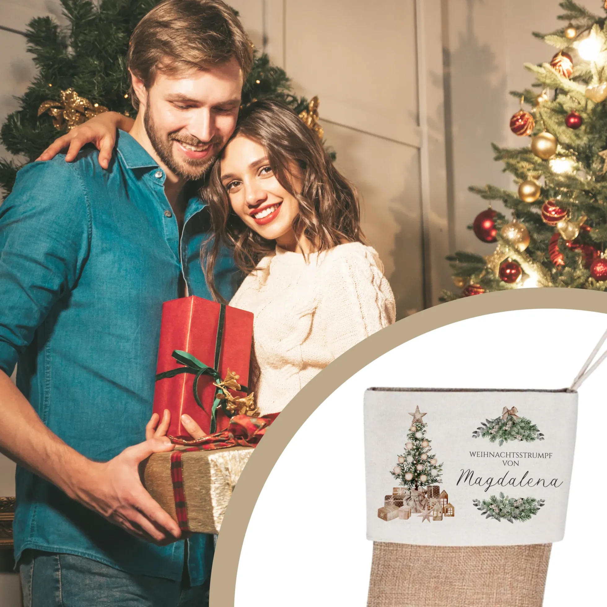 Nikolausstiefel personalisiert Vintage Nikolausstrumpf Erwachsene Weihnachtsstrumpf Name Weihnachtsstiefel Weihnachtsgeschenk