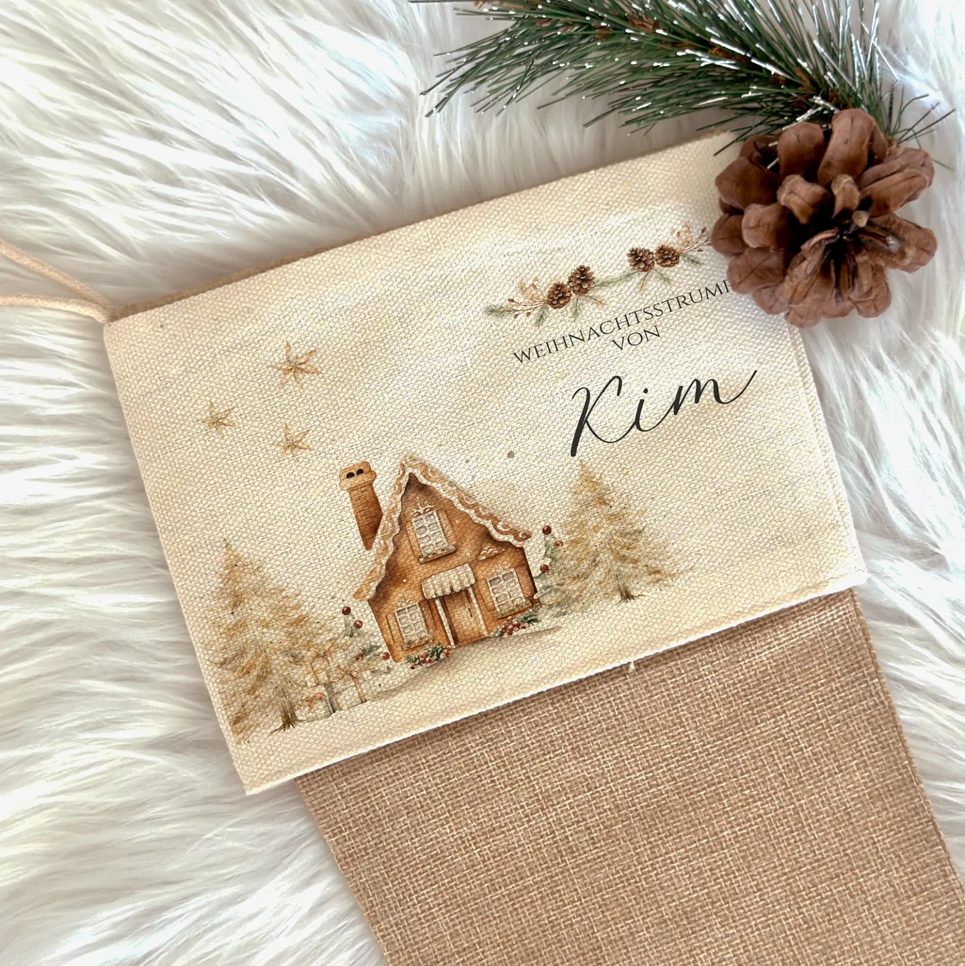 Nikolausstiefel personalisiert Boho Nikolausstrumpf Erwachsene Weihnachtsstrumpf Name Weihnachtsstiefel Weihnachtsgeschenk