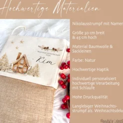 Nikolausstiefel personalisiert Boho Nikolausstrumpf Erwachsene Weihnachtsstrumpf Name Weihnachtsstiefel Weihnachtsgeschenk