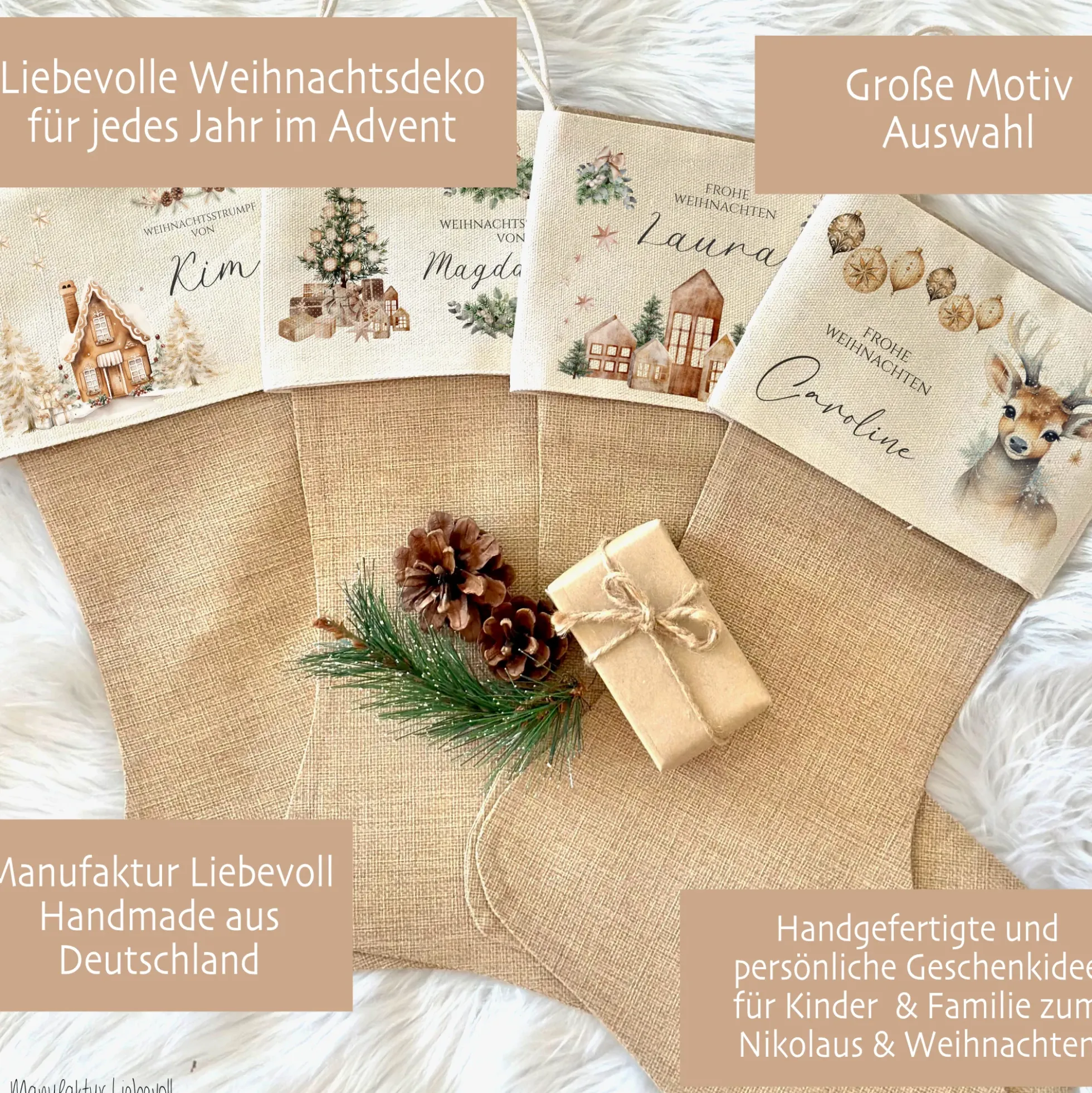 Nikolausstiefel personalisiert Nikolausstrumpf Häuser Erwachsene Weihnachtsstrumpf Name Weihnachtsstiefel