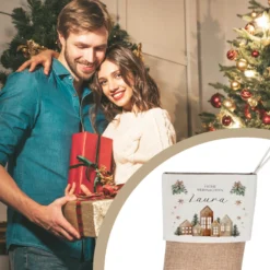 Nikolausstiefel personalisiert Nikolausstrumpf Häuser Erwachsene Weihnachtsstrumpf Name Weihnachtsstiefel