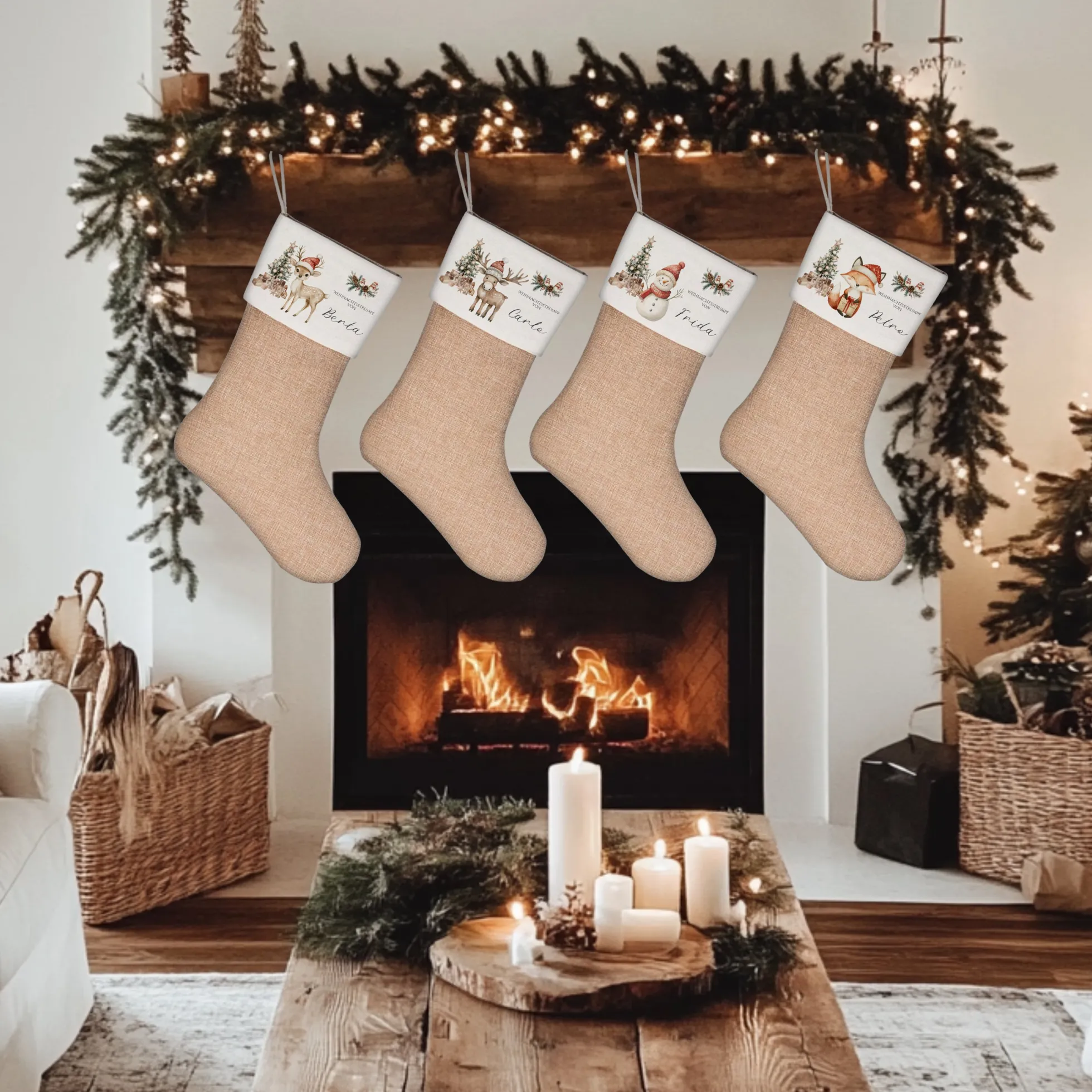 Nikolausstrumpf Nikolausstiefel personalisiert Kinder Weihnachtsstrumpf Fuchs Mädchen Jungen Name Weihnachtsstiefel Nikolaussocke
